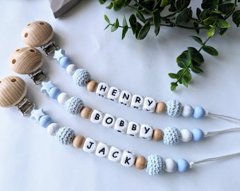 Personalised Dummy clip, Pacifier clip, Dummy holder, Dummy chain, Pacifier holder, Baby accessories, Baby keepsake gift, baby boy gift,