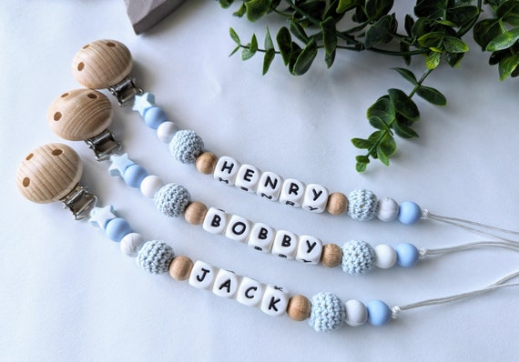 Personalized Silicone Baby Dummy Clip, Baby Keepsake Gift