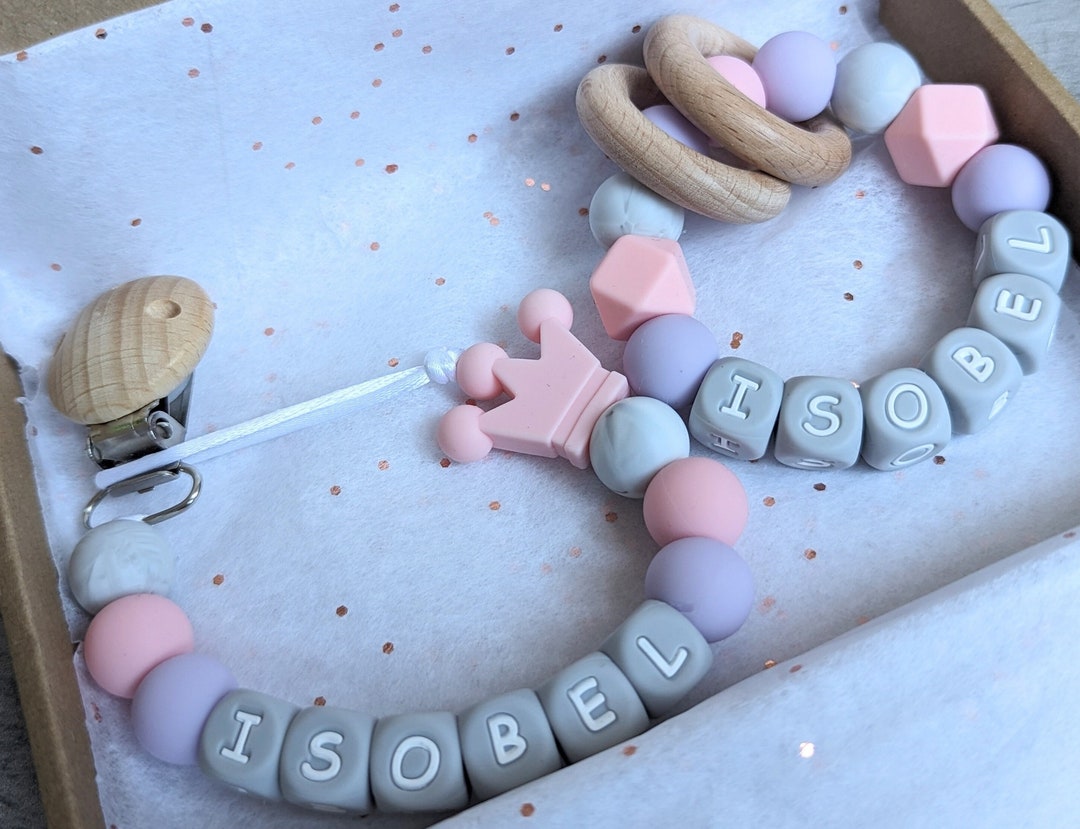Personalised Dummy Clip Pink Dummy Clip Newborn Present Etsy
