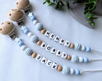 Personalised Dummy Clip, Silicone Beads, Baby Shower Gift