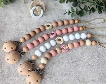 Personalized Daisy Dummy Clip, Silicone Pacifier Chain, Baby Shower Gift