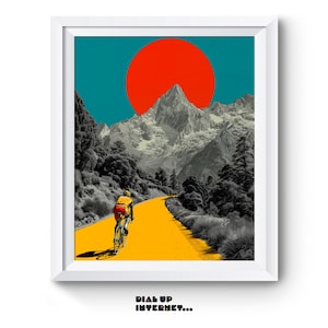 Vintage Tour de France Poster - 70s Style Cyclist Illustration, Bold Landscape Wall Art, Printable Biking Decor, Retro Adventure Print 3