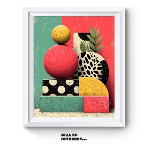 Retro 80s Memphis Pattern Art - Colorful Abstract Print, Geometric Vintage Decor, Postmodern Printable Wall Art, Illustration Style 10
