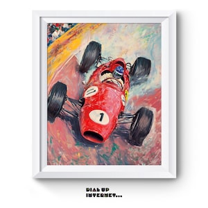 Vintage Formula 1 Racing Art - 40s Race Car Painting, Classic Motorsport Decor, Printable Wall Art, Retro Auto Print, Claude Monet Style 1