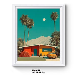 Mid-Century Palm Springs House - Vintage Poster Style, Retro Home Decor, Modernist Architecture Print, Printable Wall Art for Home 5