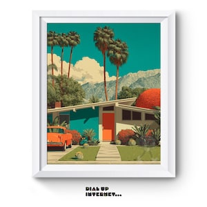 Mid-Century Palm Springs House Art - Vintage Poster, Retro Modern Home, Printable Wall Art Decor for Mid-Century Lovers, Digital Print 3