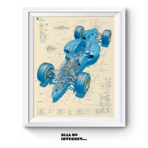 Printable Formula 1 Blueprint Poster - Vintage Racing Car Art, Retro Illustration Style, Motorsport Wall Decor, Automotive Print 3