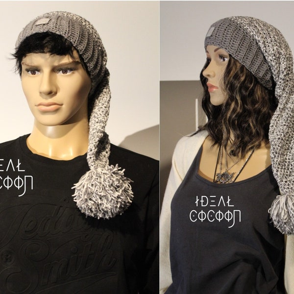 En Stock, votre Bonnet RAIDO Homme/Femme, Fait-Main en Laine BabyMérino, en MixColore 2 Gris et Gris/Blanc, Taille 50 à 55 cm Tour de Tête.