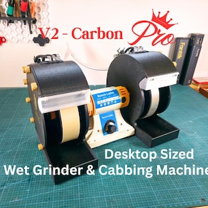 Cut n’ Cab V2 Carbon Pro - Compact Desktop Lapidary Cabbing Machine for Gem Cutting & Polishing