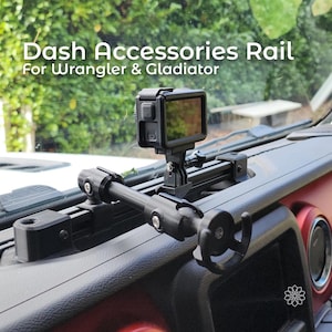 Jeep Gladiator Wrangler Dash Mount: Universal Accessory Rail with Pop Socket Mount