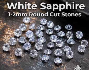 White Sapphire | 1mm & 2mm Calibrated Round Stones for Jewelry Settings