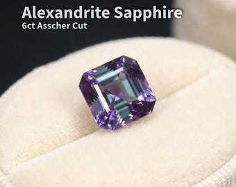 Alexandrite: Square Asscher Cut - 6 ct, 10x10mm Lab Stone for fine jewellery