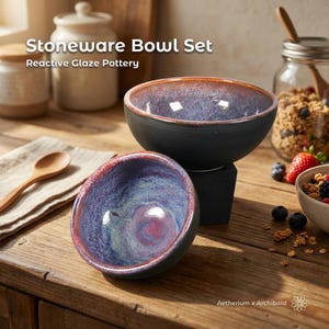 Ceramic Bowl Set: Reactive Minimalist Pottery  | Aetherium × Archibald