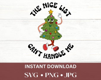 Nice list SVG, naughty nice Svg, retro Santa PNG, retro Christmas Png, Christmas list
