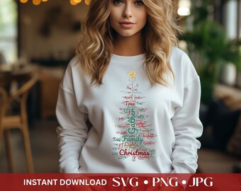 Christmas tree words, Christmas lights PNG, tis the season svg, merry and bright svg