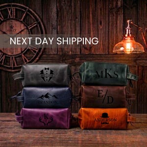 Personalized Leather Dopp Kit, Custom Toiletry Bag for Men, Groomsmen Gift, Wedding Gift, Engraved Travel Bag, Groom Gift