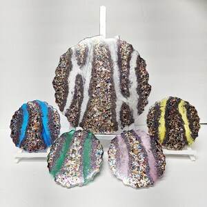 Serve Colorful Magic - Artistic Rainbow Geode Platter Tray and Coasters