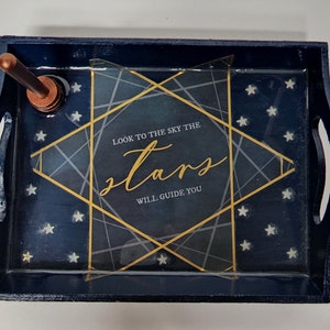 Dark Blue STARS will guide you Jewelry Storage with Ring Stand