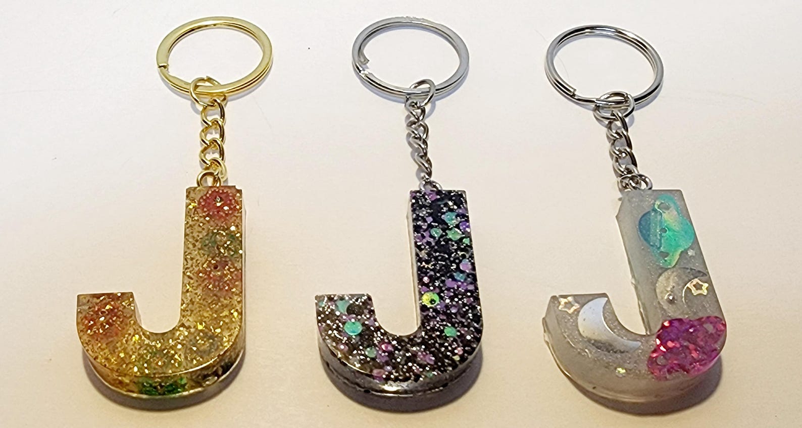 Resin Letter J Keychain – Gold Glitter, Space Galaxy Theme - Etsy