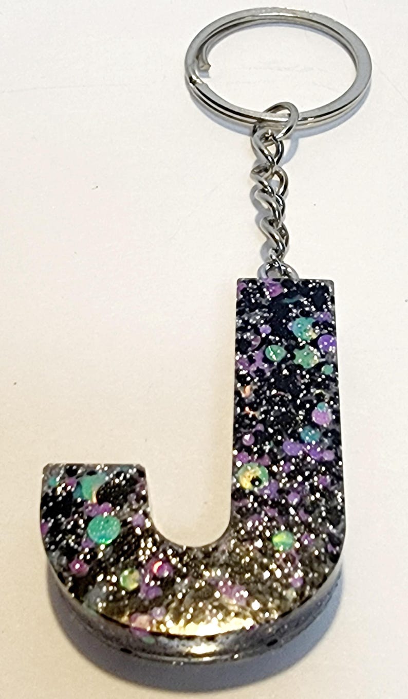 Resin Letter J Keychain – Gold Glitter, Space Galaxy Theme - Etsy