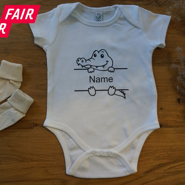 Baby Body Krokodil personalisiert, Bio und FairTrade