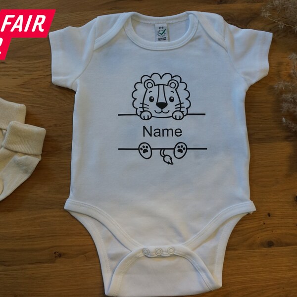 Baby Body Löwe personalisiert, Bio und FairTrade