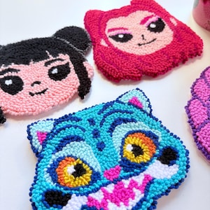 K pop Demon Hunters Punch Needle Coaster – Handmade Derpy Tiger Anime Gift