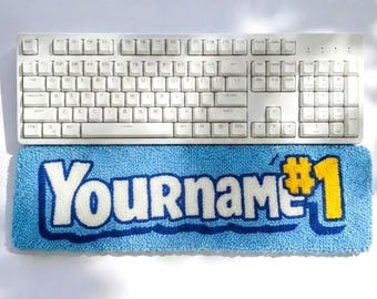 Personalized Fort Game Desk Mat – F-Nite Font, Custom Name Punch Needle Rug