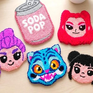 K-Pop Demon Hunters Punch Needle Coaster – Handmade Anime Decor