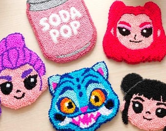 K-Pop Demon Hunters Punch Needle Coaster – Handmade Anime Decor