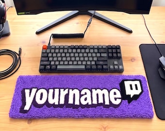 Twitch Themed Personalized Punch Needle Keyboard Wrist Rest – Handmade Gaming Desk Wrist Support Pad