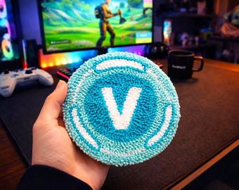 F - Game Punch Needle Coaster – Gamer Room Decor – Handmade Gaming Cup Mat – Gift for Gamers – Tufted Mug Rug