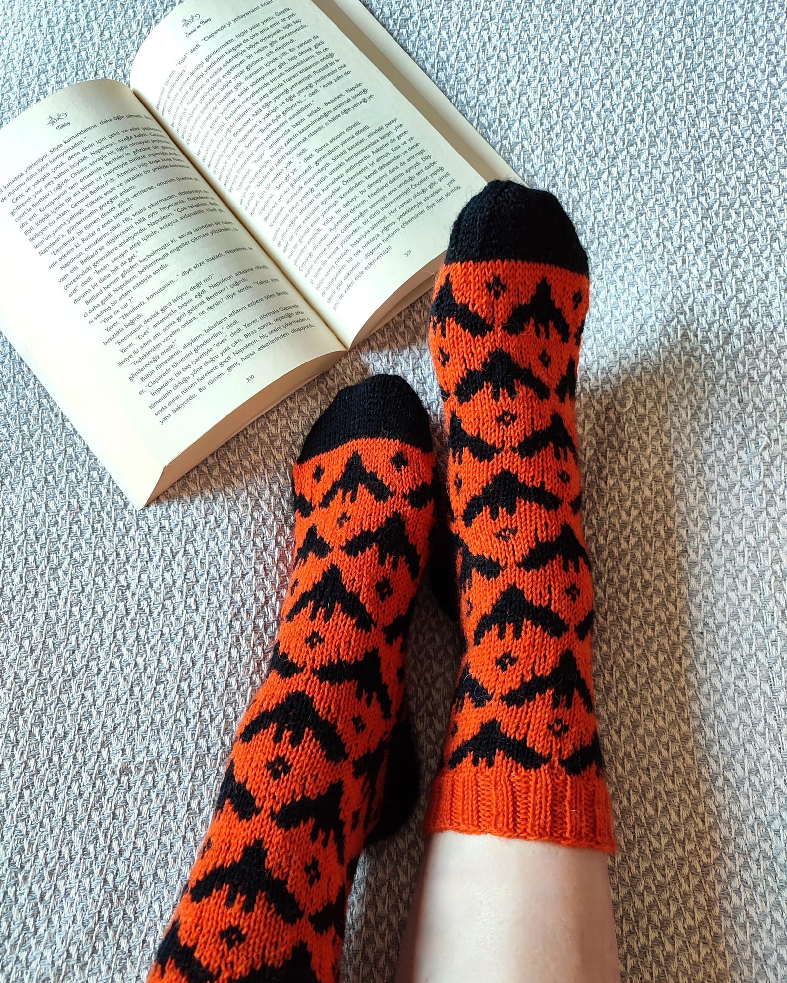 Hand Knit Wool Halloween Socks: Bat Motif Gothic Cottagecore - Etsy