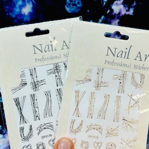 Gold & Black Line Art Nail Stickers
