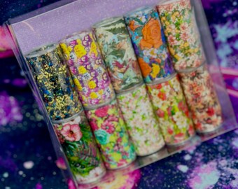 Spring Floral Nail Foil Set: 10 Design Strips