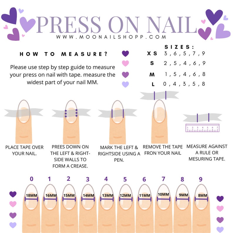 Finger Nail Sizer Ruler Press on Nails Luxury Press on Nails Cherry Press on Nail - Etsy