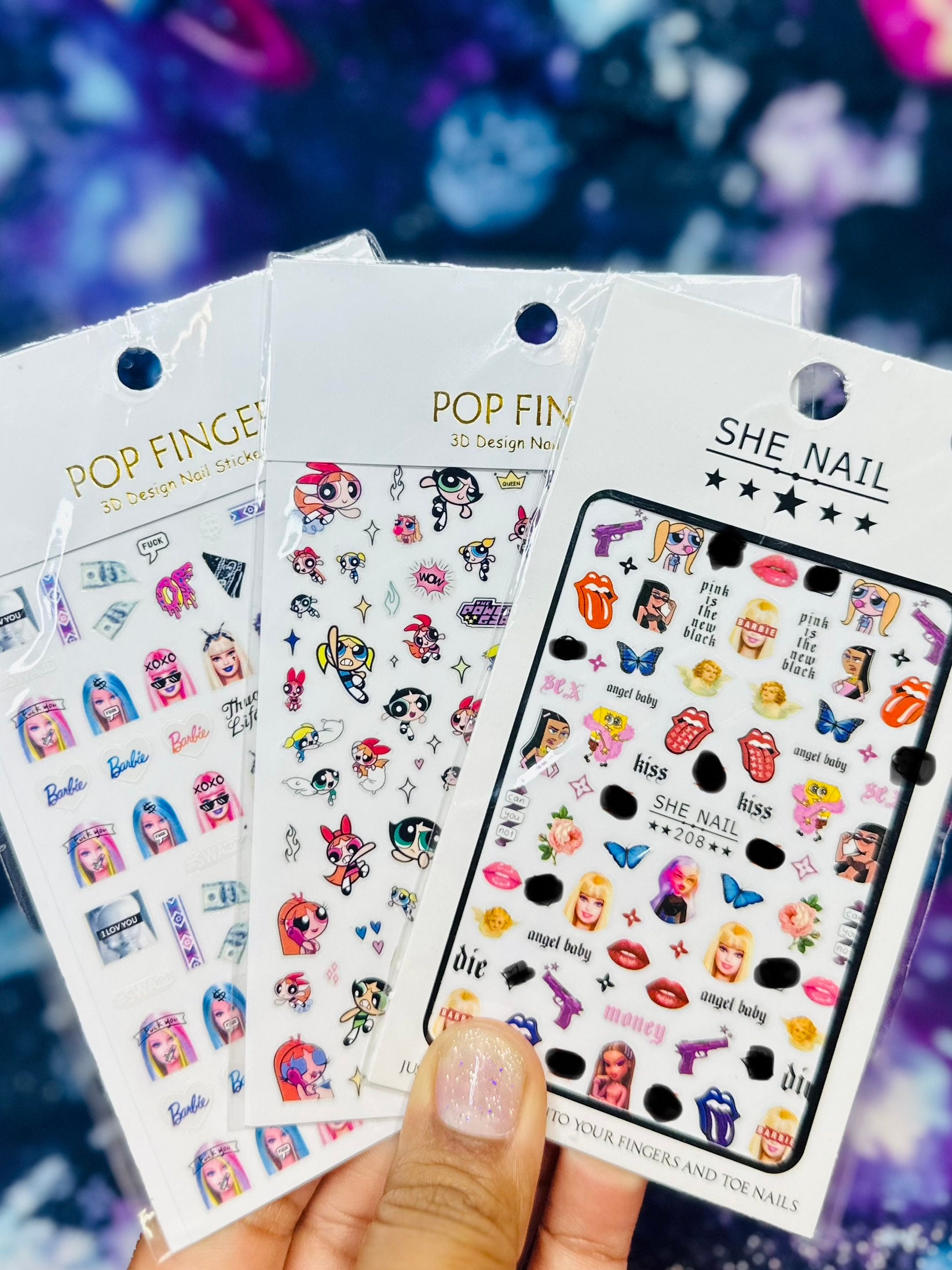 Barbie Nail Stickers Powerpuff Nail Decals Doll Nail Etsy
