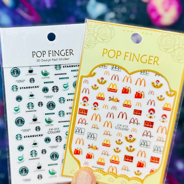 Nail art McDonald’s | Nail Stickers| Starbucks Nail Art