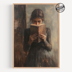 Victorian Woman Reading Bookish Wall Art Print, Book Lover Gift ...