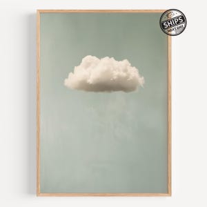 Impresión de arte minimalista de nubes, arte de pared de ensueño para sala de estar o dormitorio, decoración de cielo neutro, obra de arte estética surrealista para el hogar