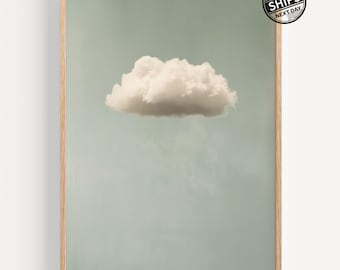 Minimalist Cloud Art Print, Neutral Sky, Surreal Home Decor
