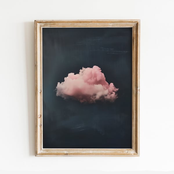 Night Sky Print Pink Cloud Painting Wall Art Indigo Art Maximalist Decor
