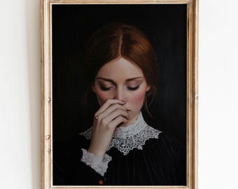 Grappige Victoriaanse vrouw portret print, badkamer toilet humor muurkunst