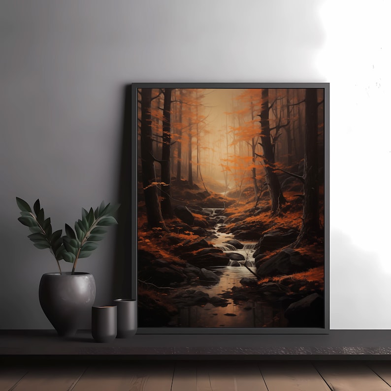 Dark Autumn Forest Art Print: Vintage Gothic Academia Wall Decor - Etsy