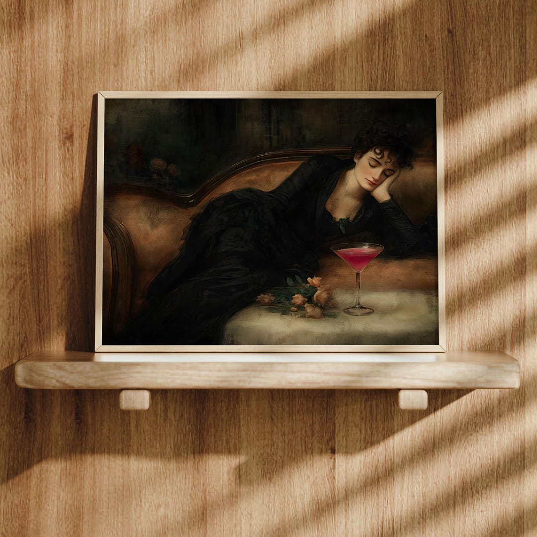 Moody Victorian Woman Cocktail Dark Art Print Wall Decor - Etsy