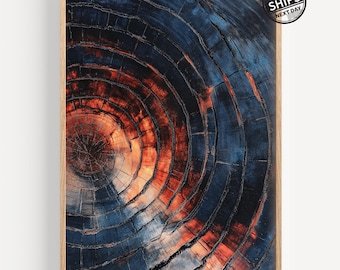 Abstract Tree Ring Art Print: Modern Farmhouse Decor