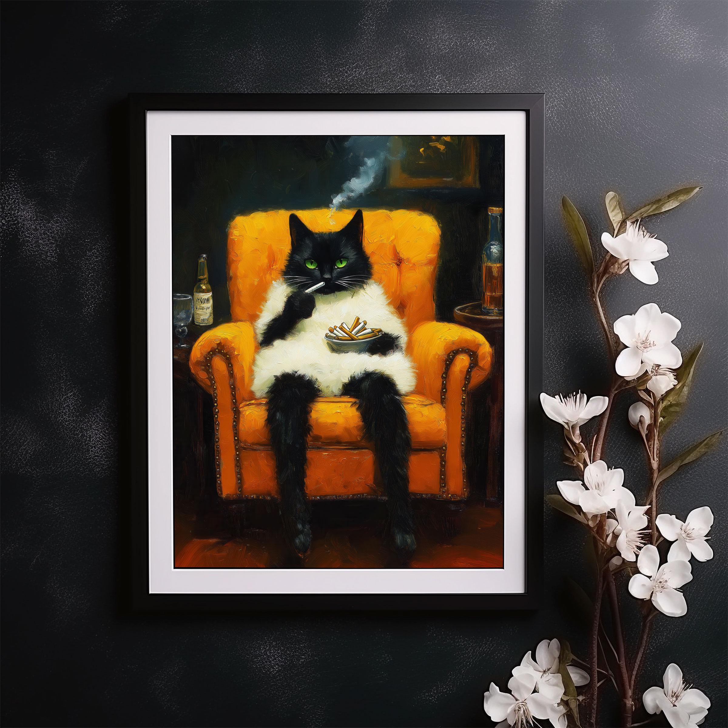Black Cat Martini Art Print: Quirky Bar Cart Decor - Etsy