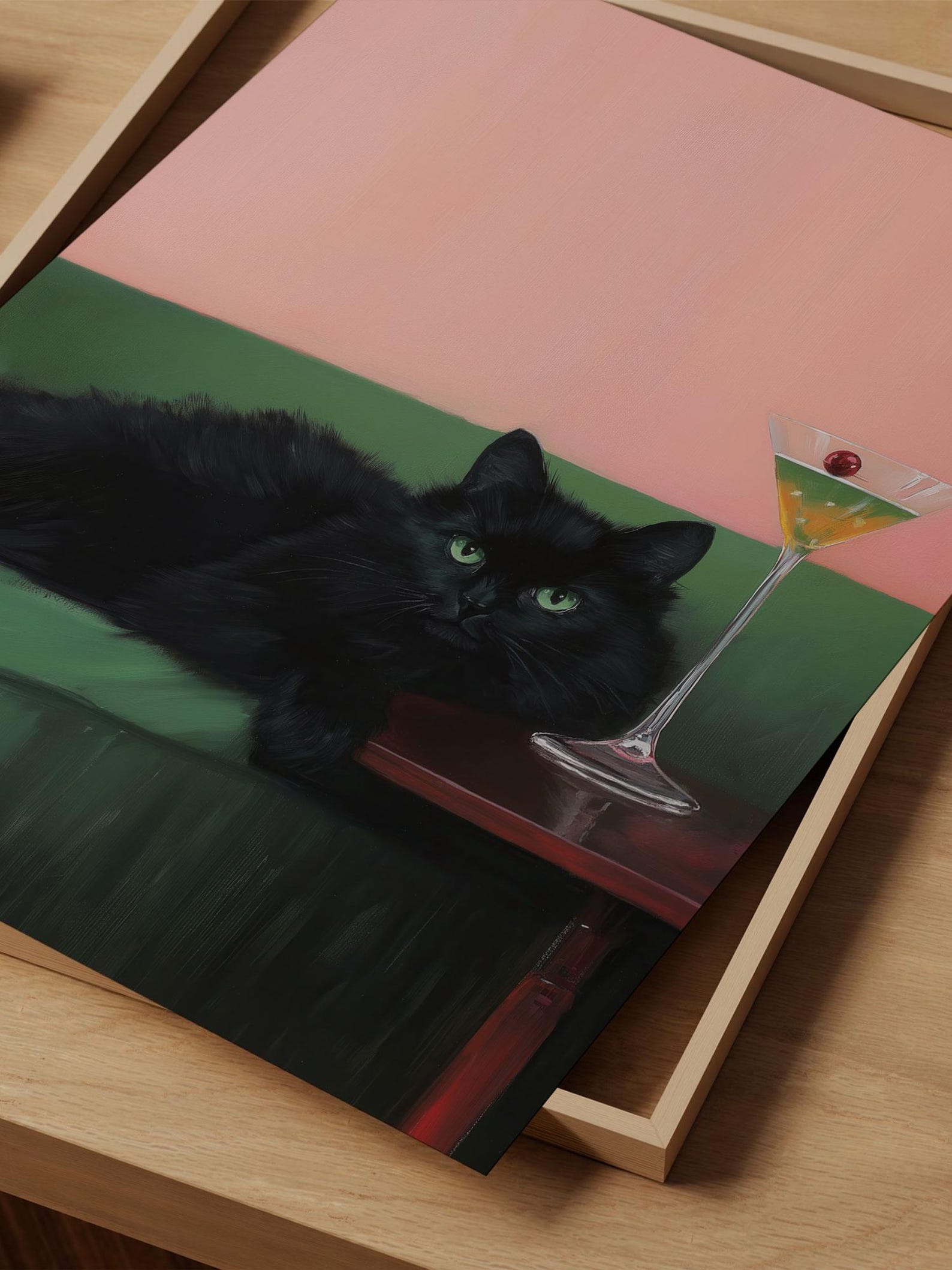 Black Cat Martini Art Print: Quirky Cocktail Bar Decor - Etsy