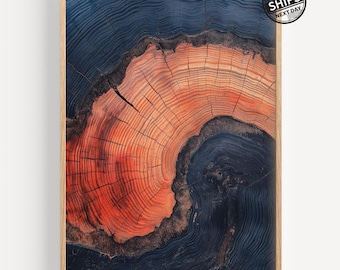 Abstract Tree Ring Art Print: Modern Farmhouse Wall Decor