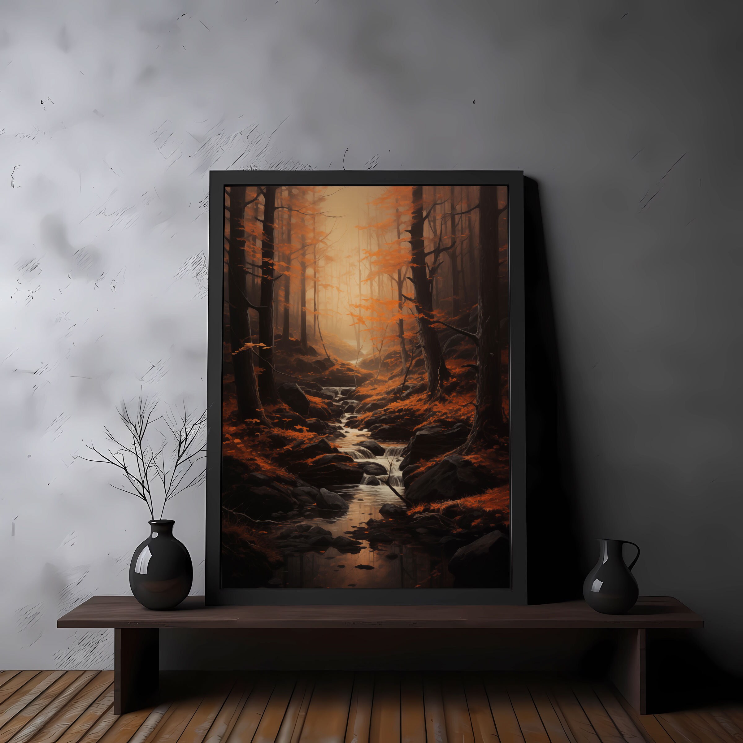 Dark Autumn Forest Art Print: Vintage Gothic Academia Wall Decor - Etsy